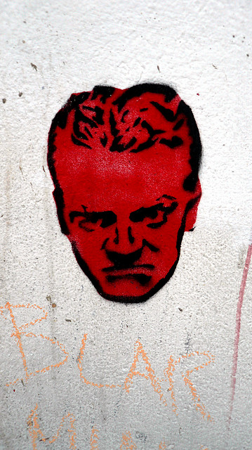 Angry red-faced stencil, Clerkenwell, London, UK.JPG 2.